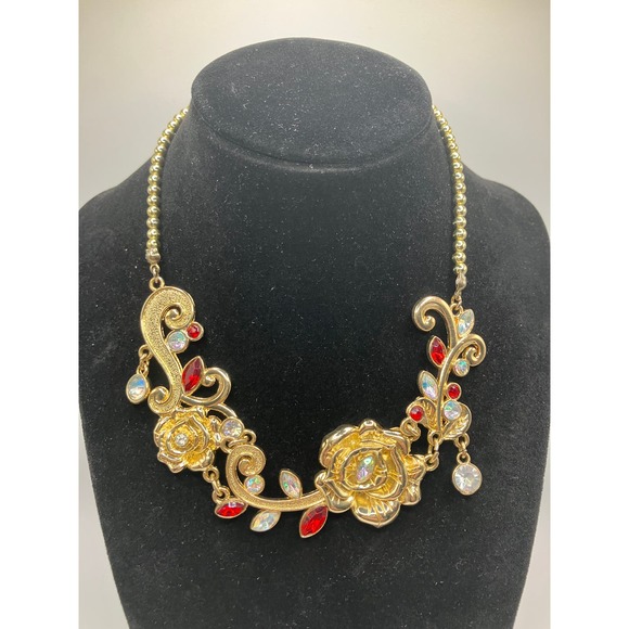Disney Store London Beauty and the Beast Belle Rose Princess 15" Necklace! - Picture 2 of 11